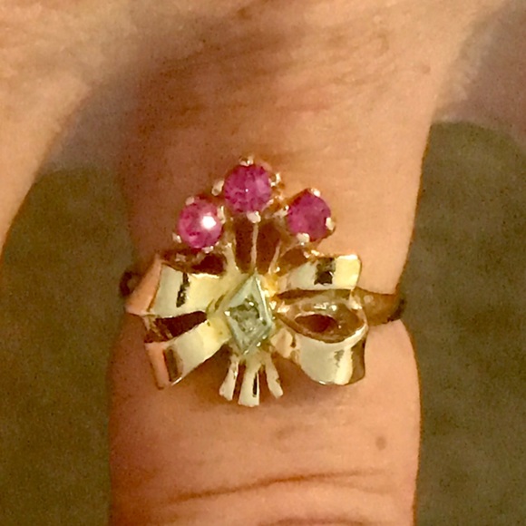 ❌❌❌SOLD ❌❌❌RUBIES AND DIAMOND 14 KT ROSE GOLD RING - Picture 3 of 16